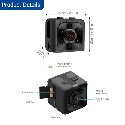 Mini Portable Camera black / 32G CARD / United States