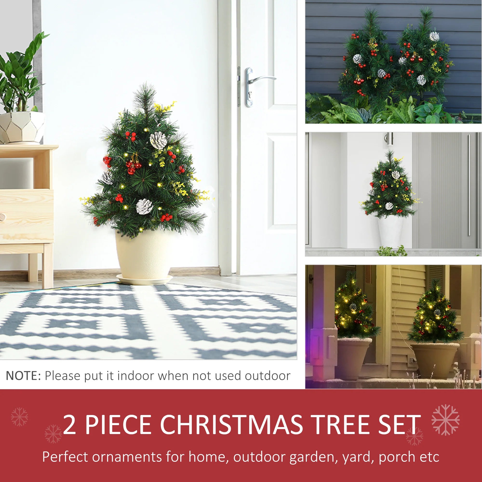 Pre-Lit Artificial Pine Christmas Tree Set