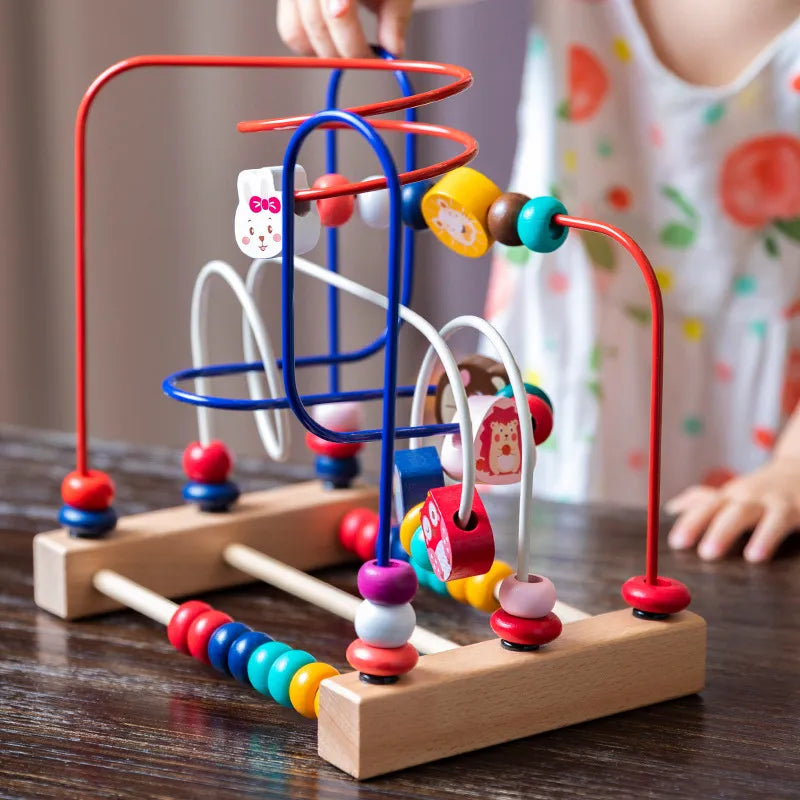 Montessori Baby Toys Wooden Roller Coaster