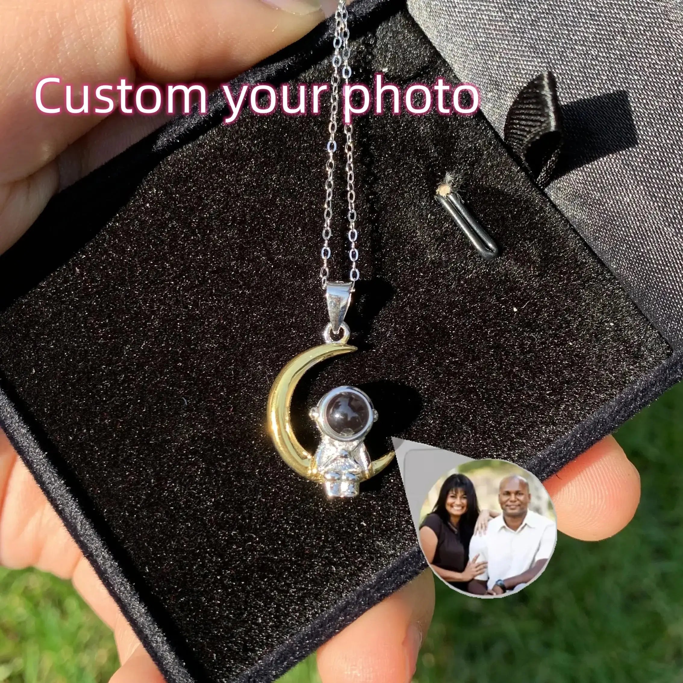 Shopminx Custom Heart Projection Necklace – Personalized Photo Memory Gift Style 14 / Rose gold / United States