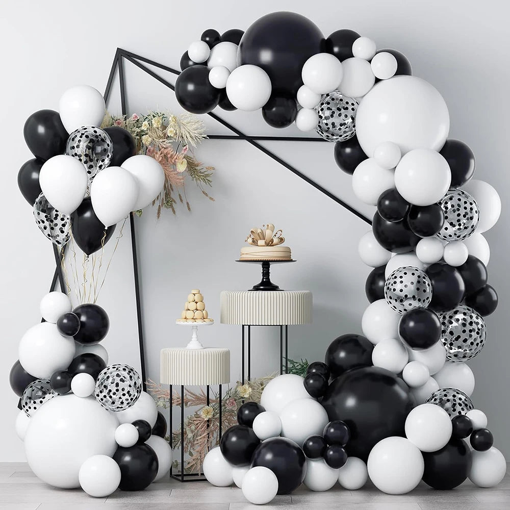 Wedding Balloon Garland Arch Kit White Gold Confetti Latex Balloons