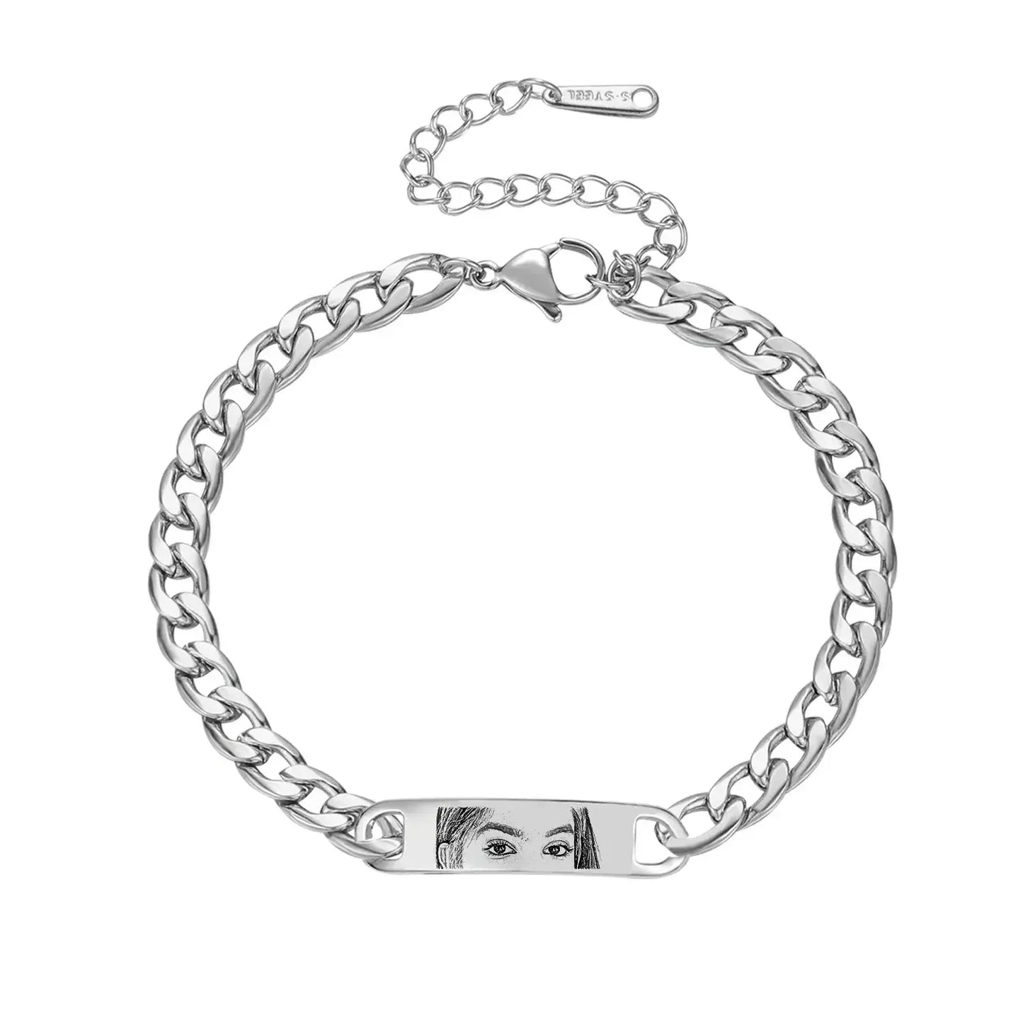 Personalized Eye Photo Bracelet Steel / 20cm Model size / United States