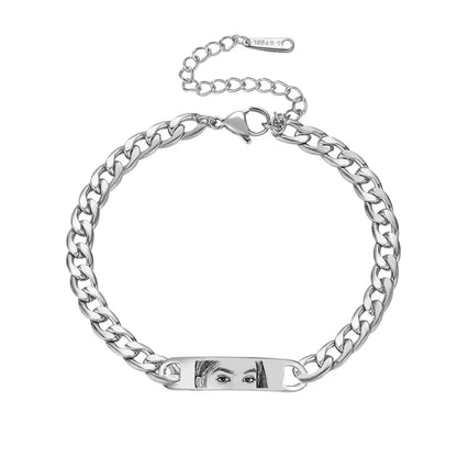 Personalized Eye Photo Bracelet Steel / 20cm Model size / United States