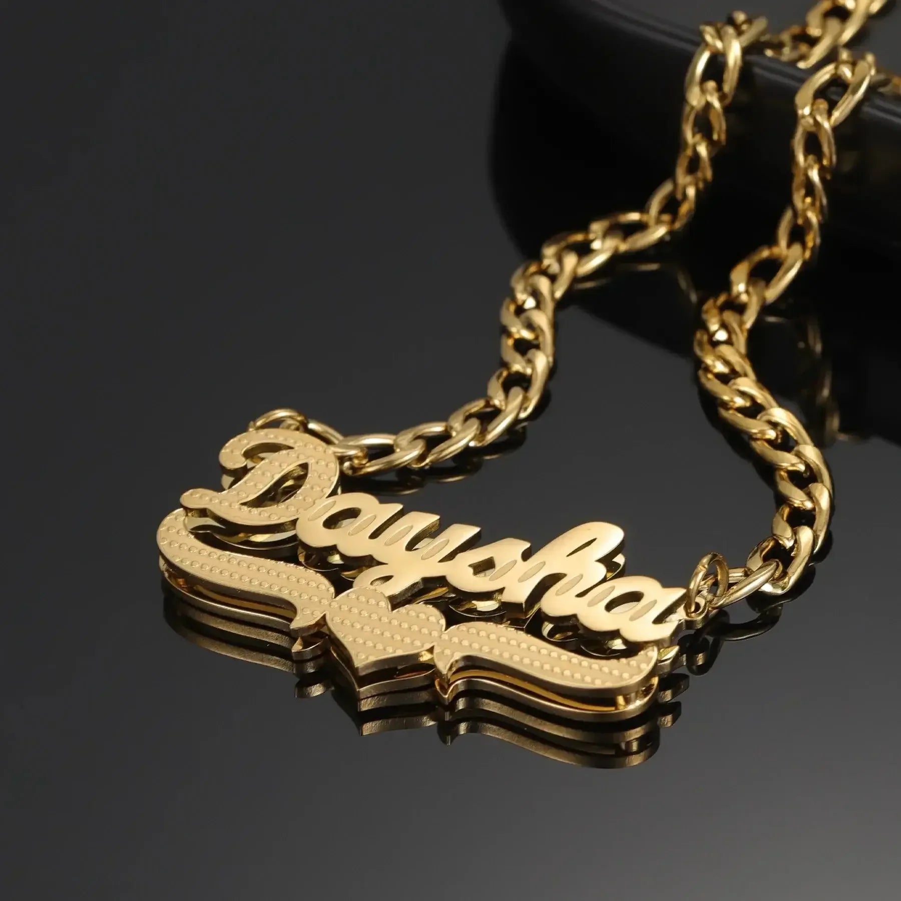 Double Plated Coustom Luxury Set Jewelry Unique Name Necklace Bracelet Silver-Set / United States