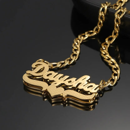 Double Plated Coustom Luxury Set Jewelry Unique Name Necklace Bracelet Silver-Set / United States