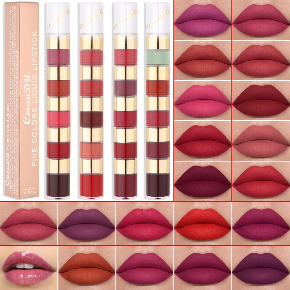 5 In 1 Matte Lipstick Kit Combo Strip