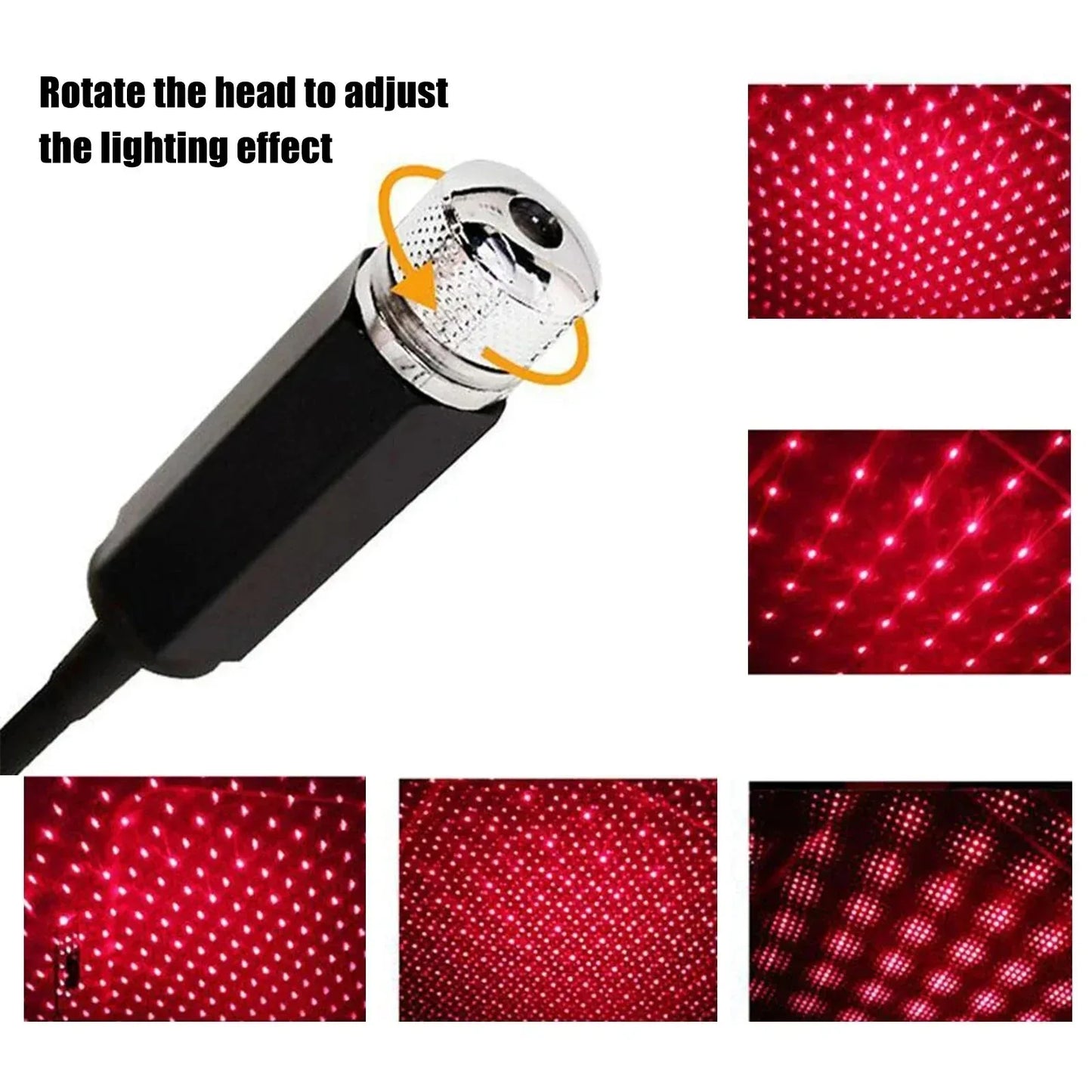Romantic LED Car Roof Star Night Light Projector Red