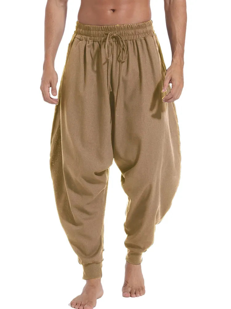 Men Casual Baggy Drawstring Genie Boho Yoga Aladdin Harem Pants