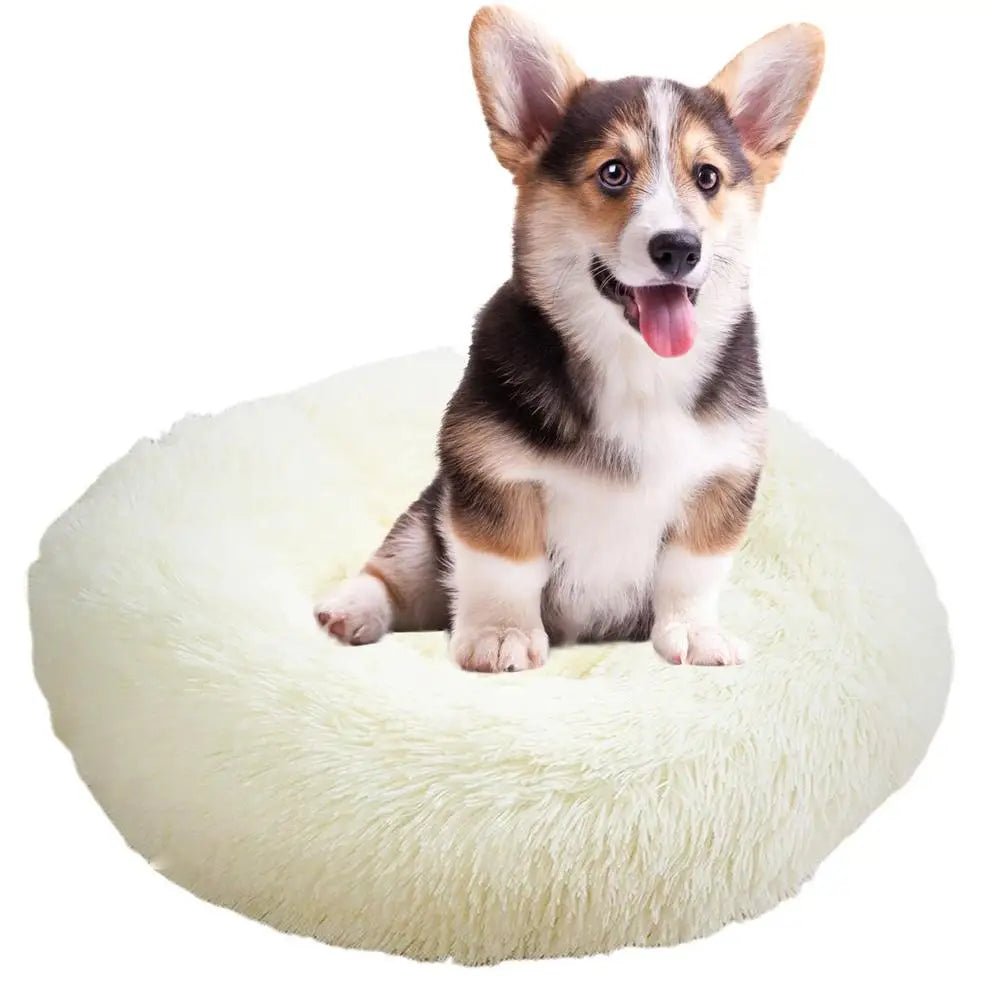 Round Dog Bed House Dog Mat Long Plush Cats Nest USB Heating Dog Basket Pet Cushion Soft Sleeping Pets Winter Warmth Supplies