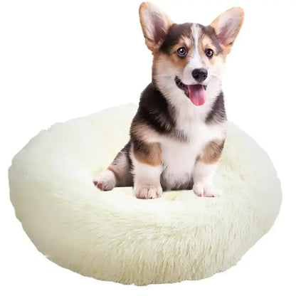 Round Dog Bed House Dog Mat Long Plush Cats Nest USB Heating Dog Basket Pet Cushion Soft Sleeping Pets Winter Warmth Supplies Gray / M / United States