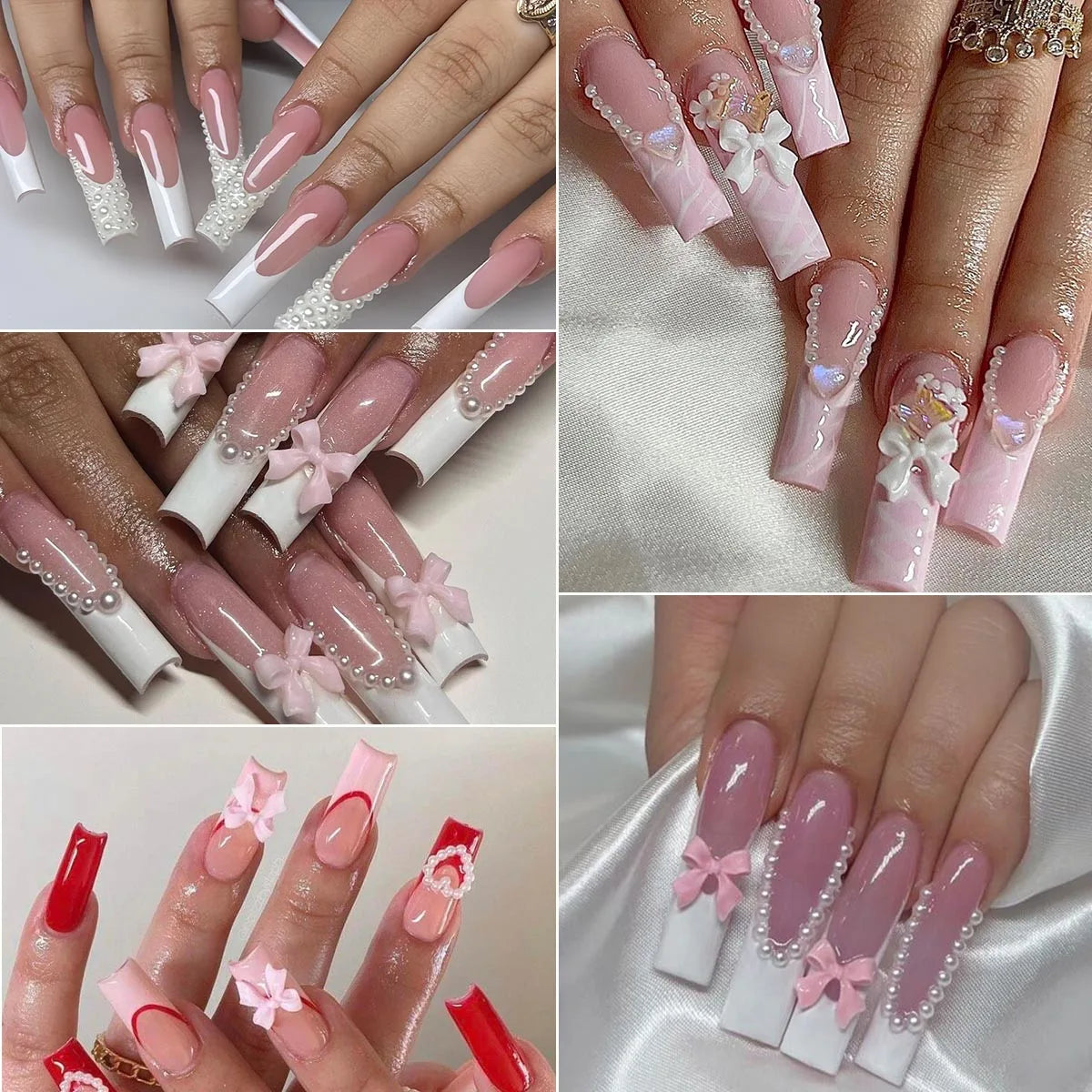 11 Boxes 3D Nail Art Decoration Set with Pearls, Rhinestones & Resin Flowers