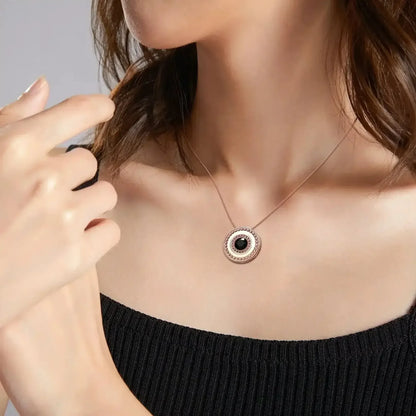 Projection Picture Round Pendant Necklace Steel color / United States / 50cm