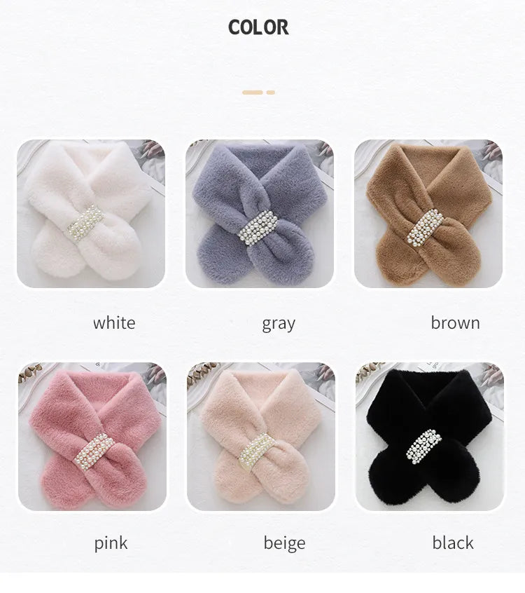 Winter Pearl Plush Scarf For Women