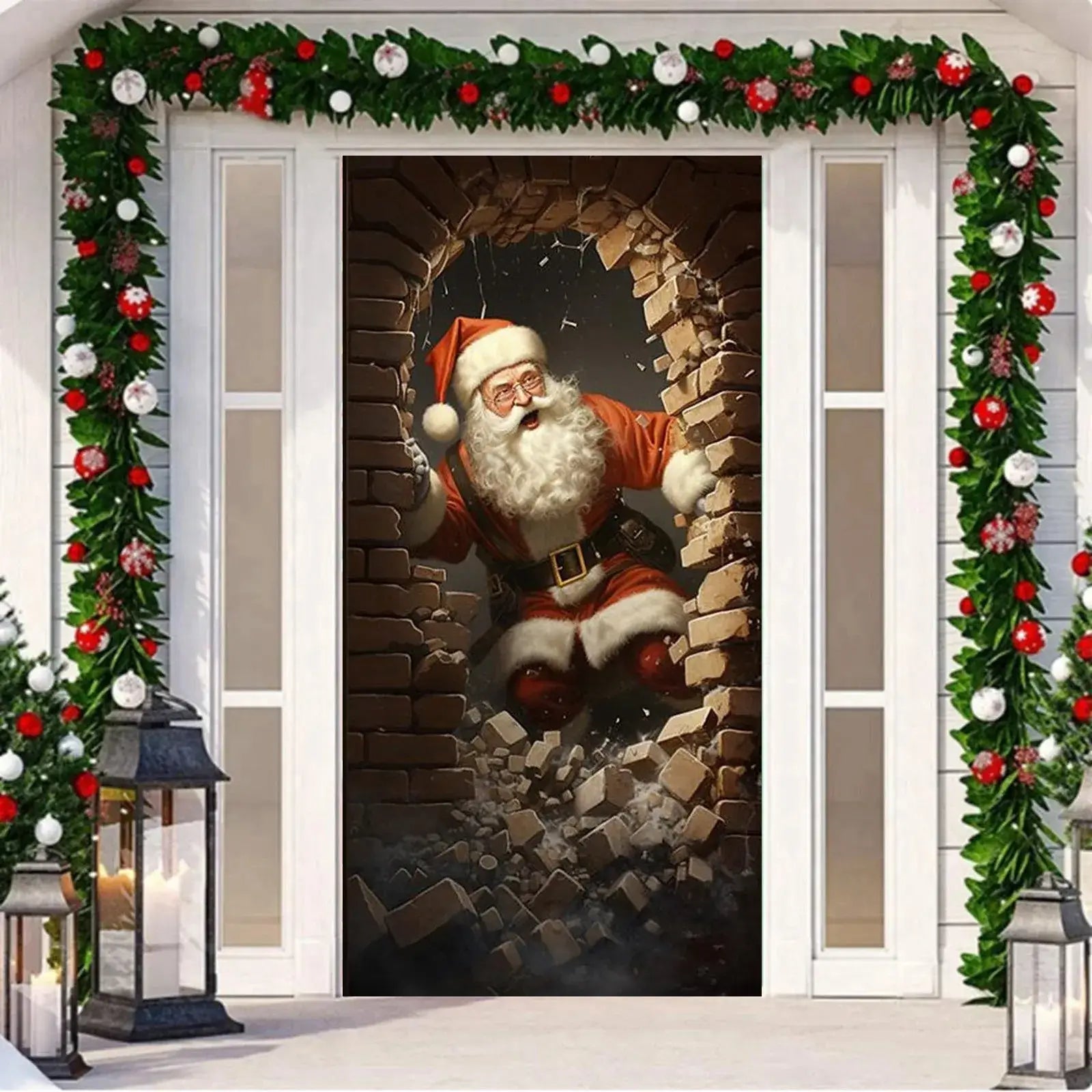 Santa Door Cover Decoration Tapestry Holiday Party B / One Size / United States