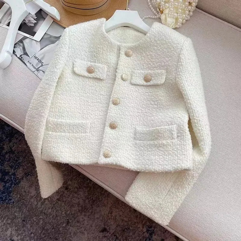 Female Tweed Basic Jacket Coat