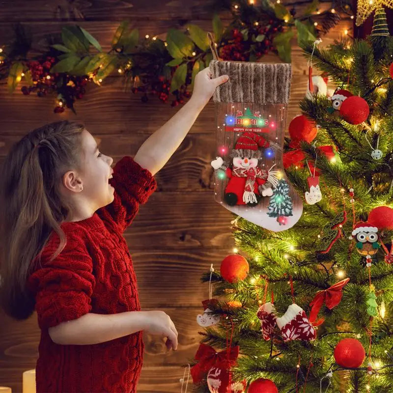 LED Christmas Stocking – 18" Colorful Light-Up Décor