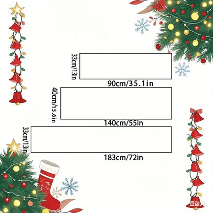 Christmas Table Runner with Santa & Poinsettia Design 13x35.1inch / Christmas / United States