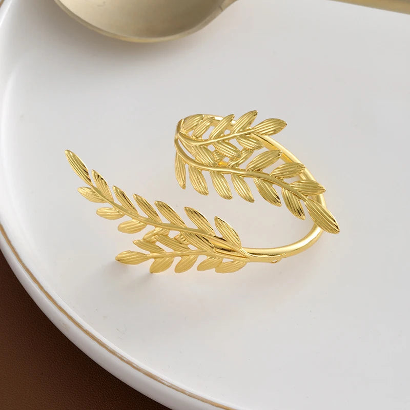 6Pcs Gold Wheat Napkin Rings Metal Leaf Napkin Holder For Harvest Festival Fall Christmas Thanksgiving Dinner Table Decoration