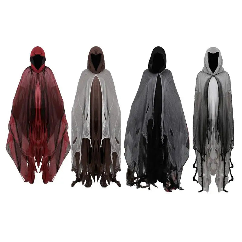Gothic Ghost Hooded Cape Halloween Cosplay Costume