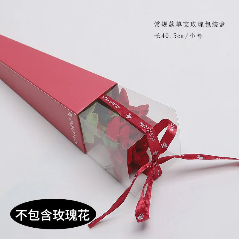 Single Rose Clear Window Box Bouquet Flower Wrapping Gift Box