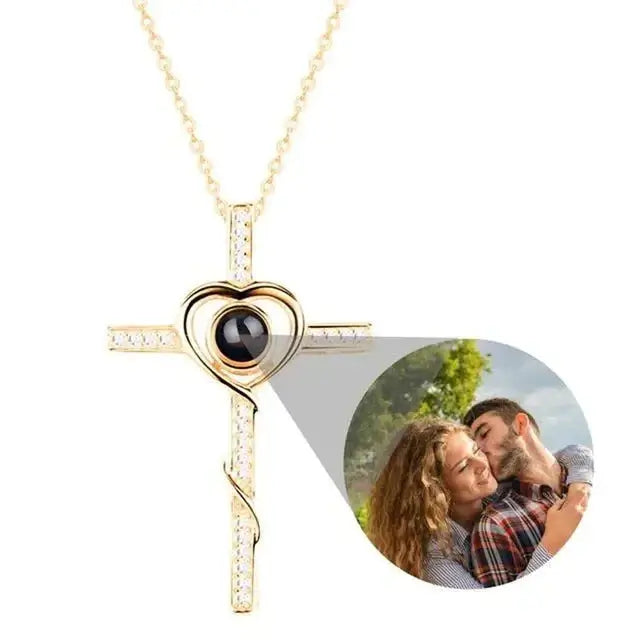 Shopminx Custom Heart Projection Necklace – Personalized Photo Memory Gift Style 14 / Rose gold / United States