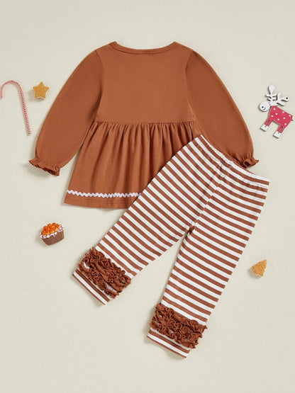 Toddler Girls Winter Outfit Set Brown / 12-18 Months / United States