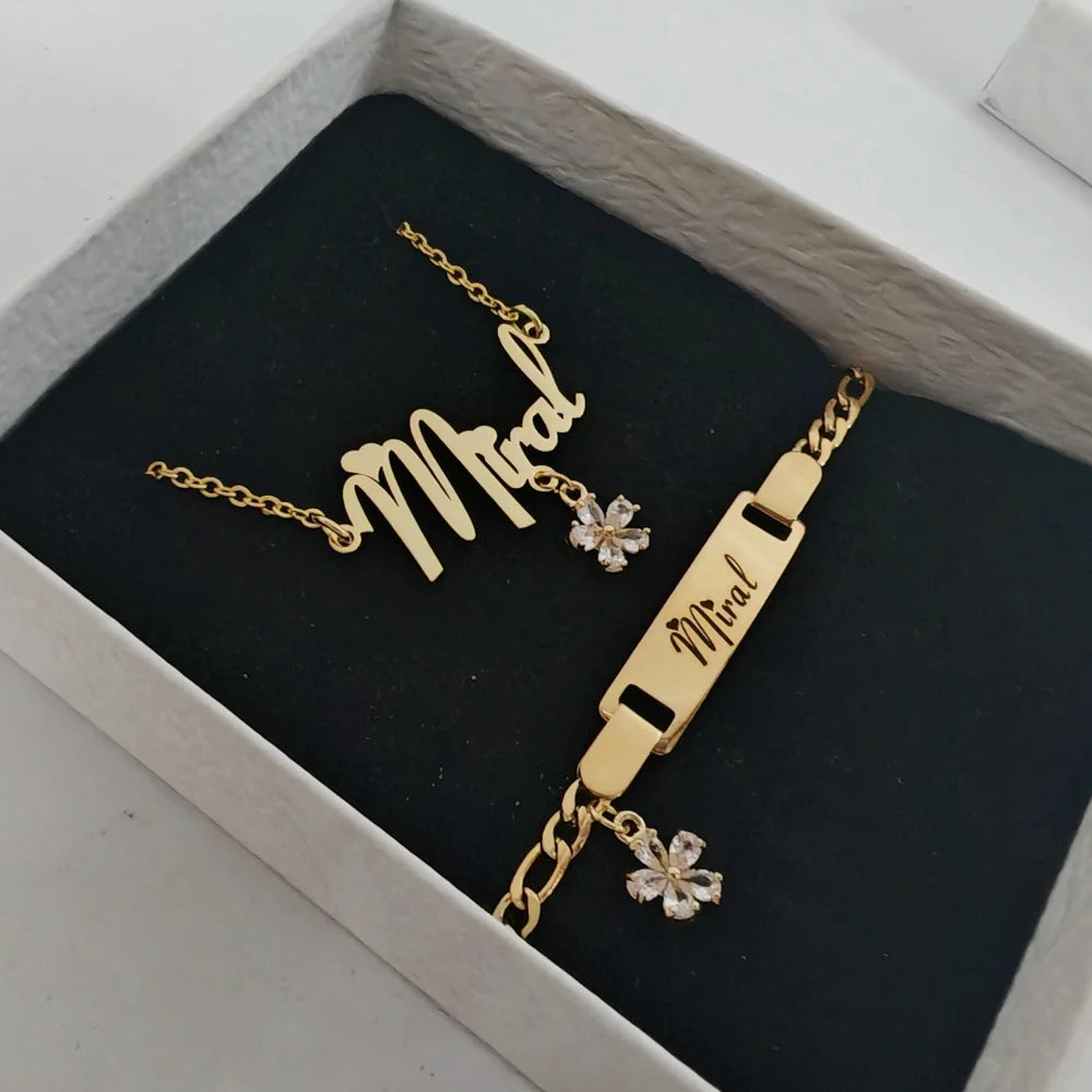 LeeChee Custom Name Jewelry Set-Gift For Kids