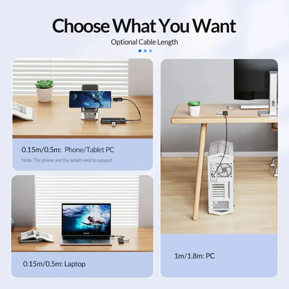 ORICO Ultra-Slim 4-Port USB-C Hub 4 USB 3.0 15cm USB A / United States