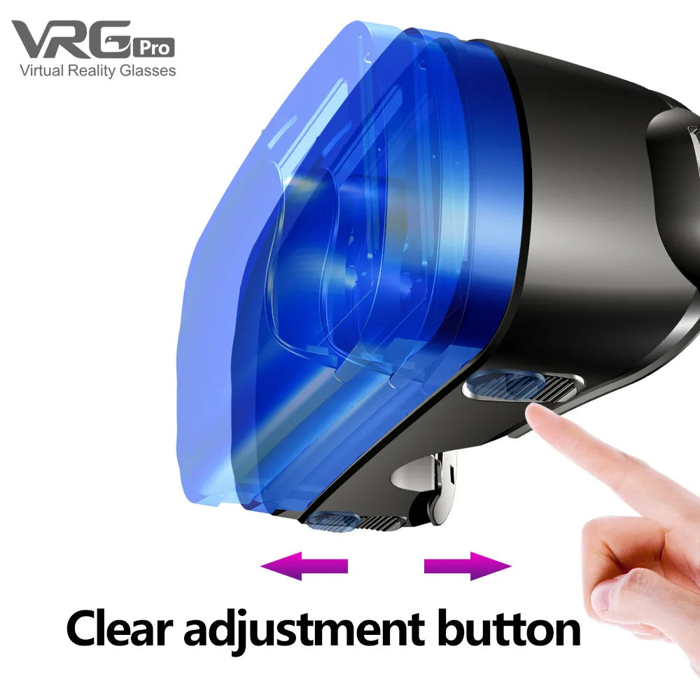 VRG Pro 3D VR Headset with Adjustable Lenses – Immersive Smart Glasses for 3.5–7” Smartphone