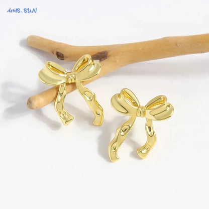 SUN Design Sweet Style Gold Plated Bow Stud Earrings EI11-1