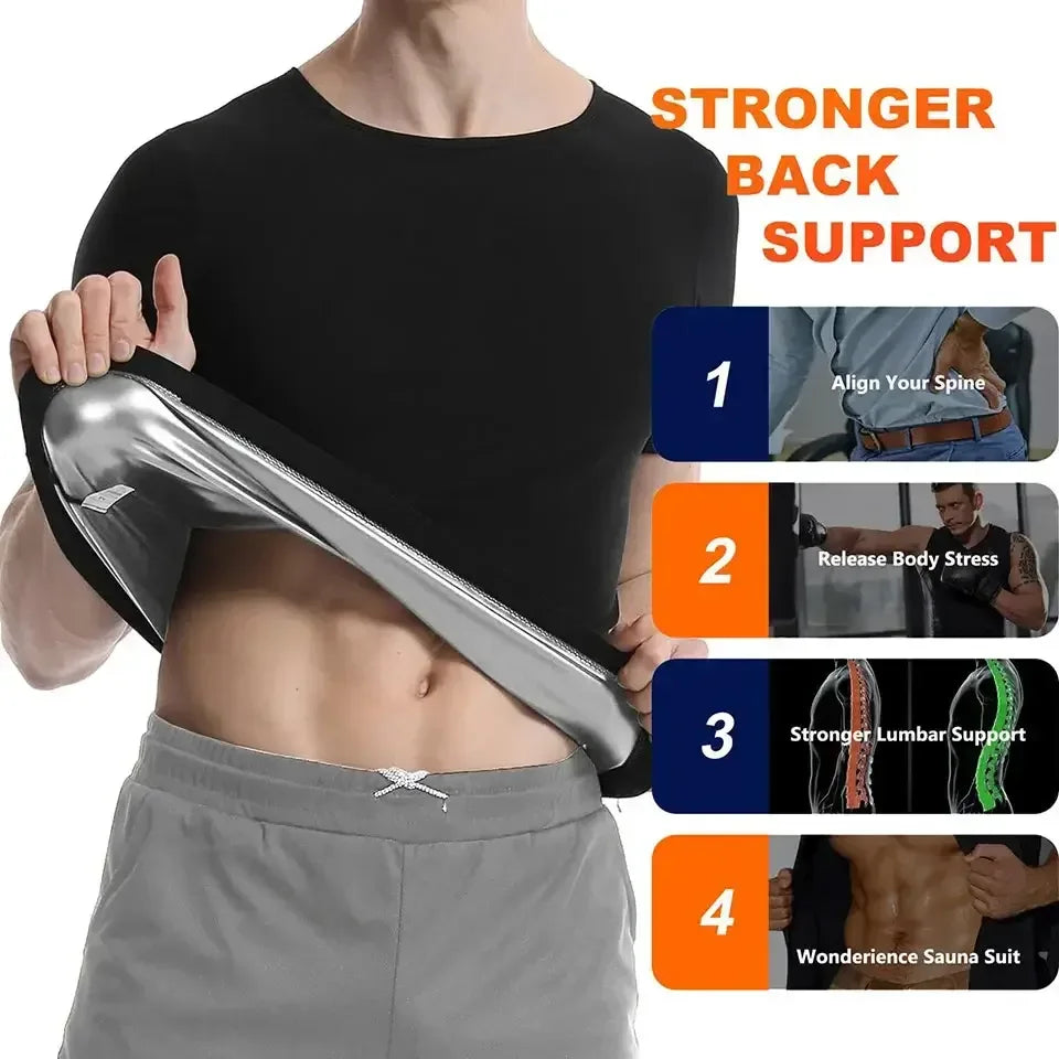 Men Sauna Sweat Vest Heat Trapping Compression Shirts Blue / S / United States