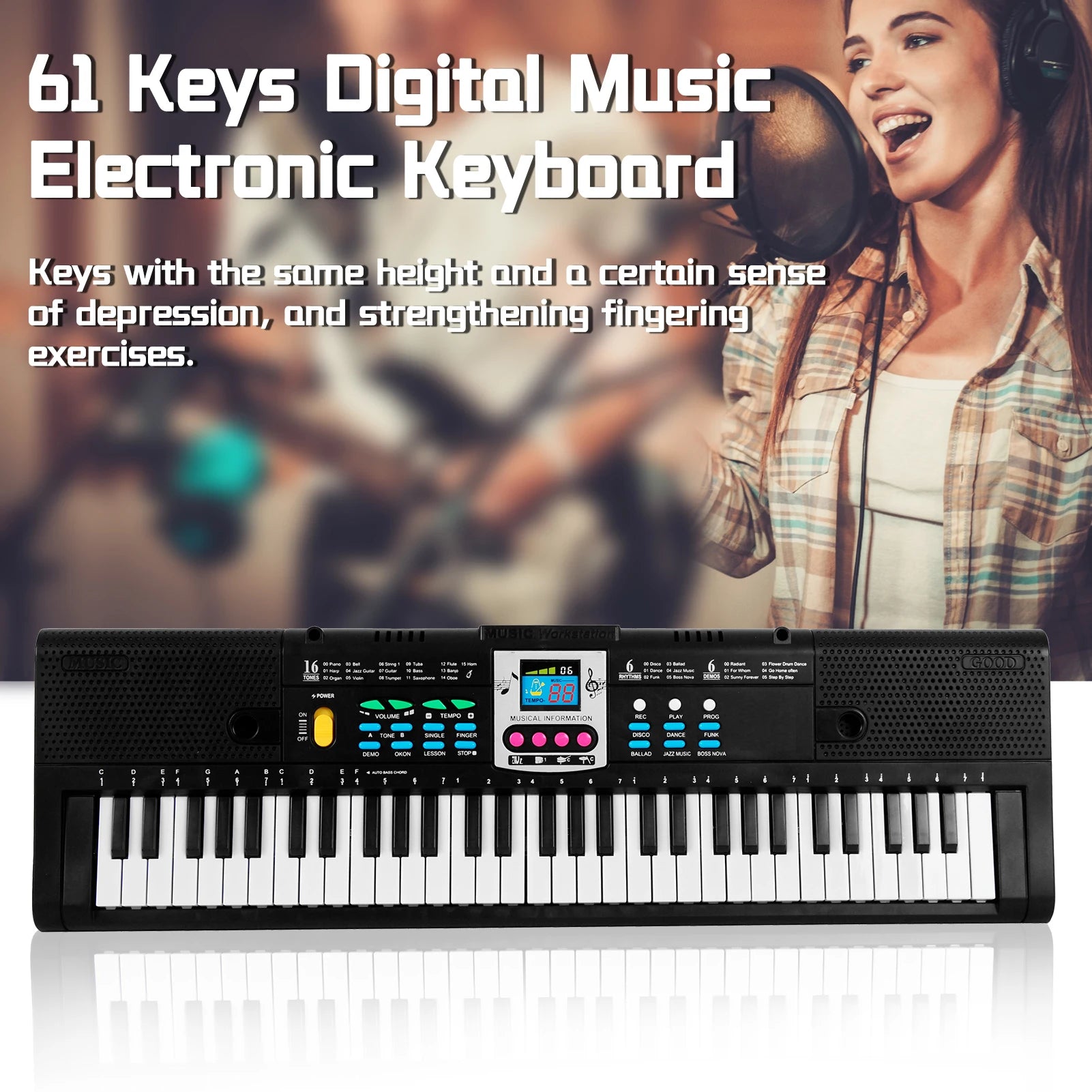 Electronic Keyboard with Microphone Function Musical Instrument  for Kids