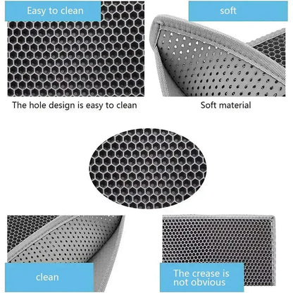 Cat Litter Mat Cat Litter Trapping Mat With Honeycomb Double Layer Washable Black / United States
