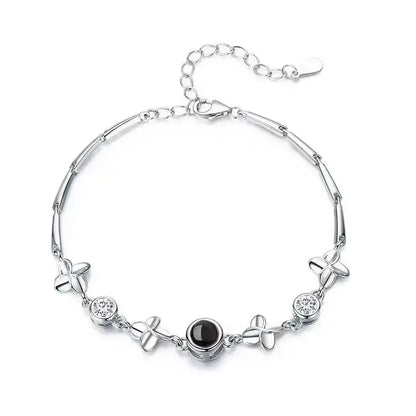 S925 Leaf Projection Photo Bracelet – Custom Image Jewelry Silver leaf / 16cm / Copper material