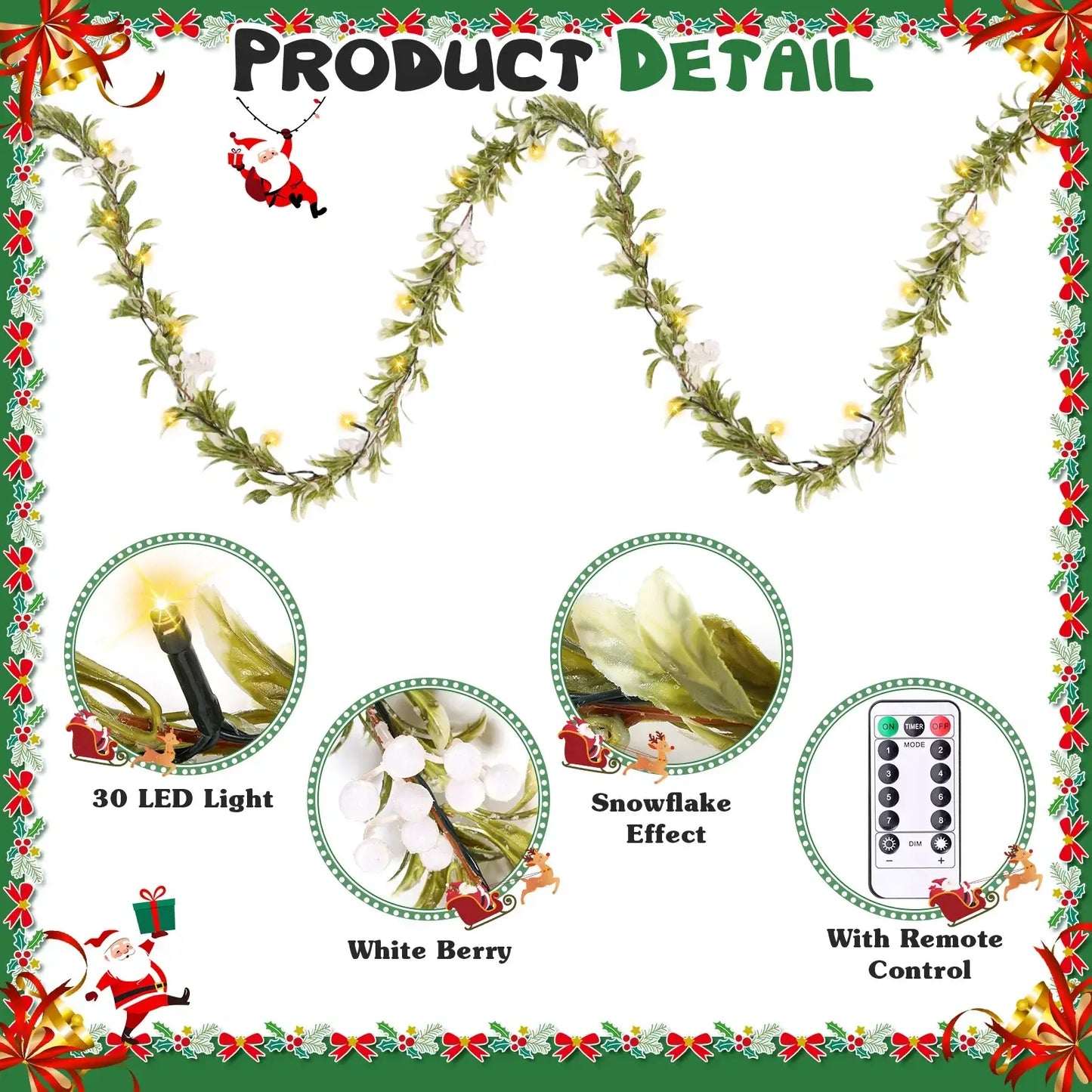 9.2ft Flocked Christmas Garland with Lights – Indoor & Outdoor Decor