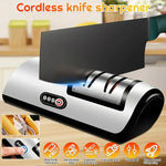 Electric Knife Sharpener Professional Fully Automatic Handheld silver/black / M