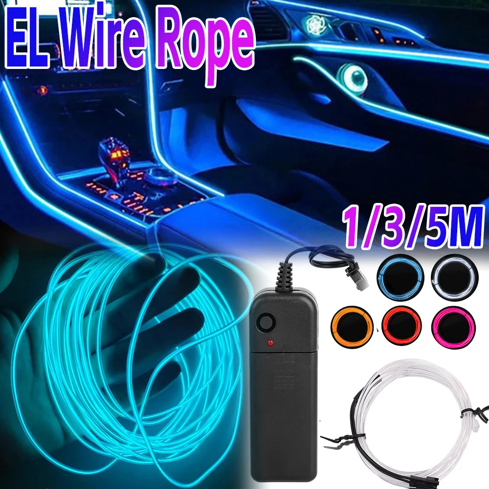 Flexible Neon EL Wire LED Light – 1M/3M/5M Multicolor Rope Tube Minx