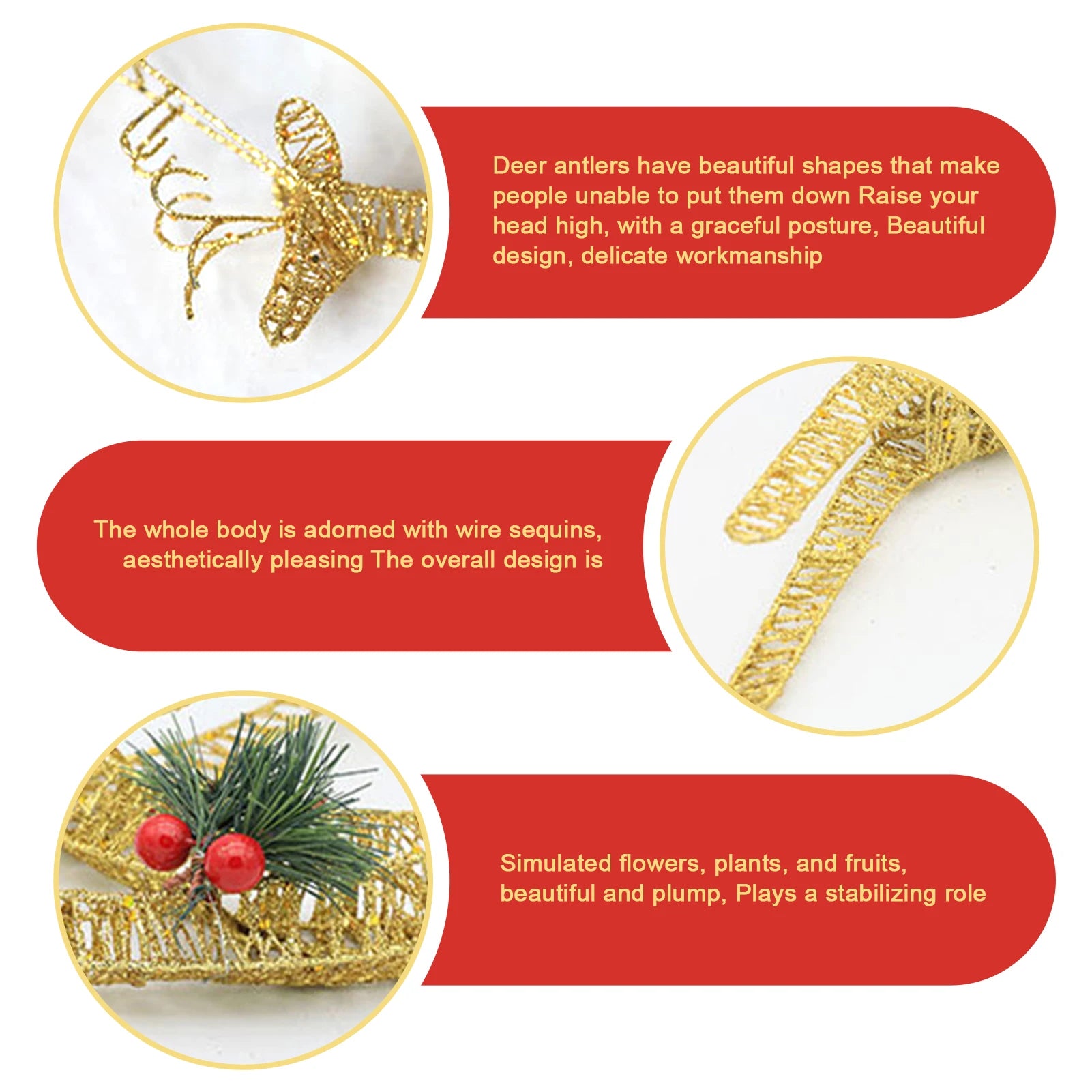 Christmas Gift Iron Art Deer Ornament Set