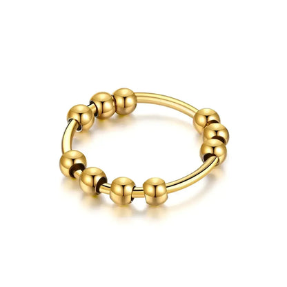 New Stainless Steel Beads Anxiety Rings Stress Relief Gold / 8