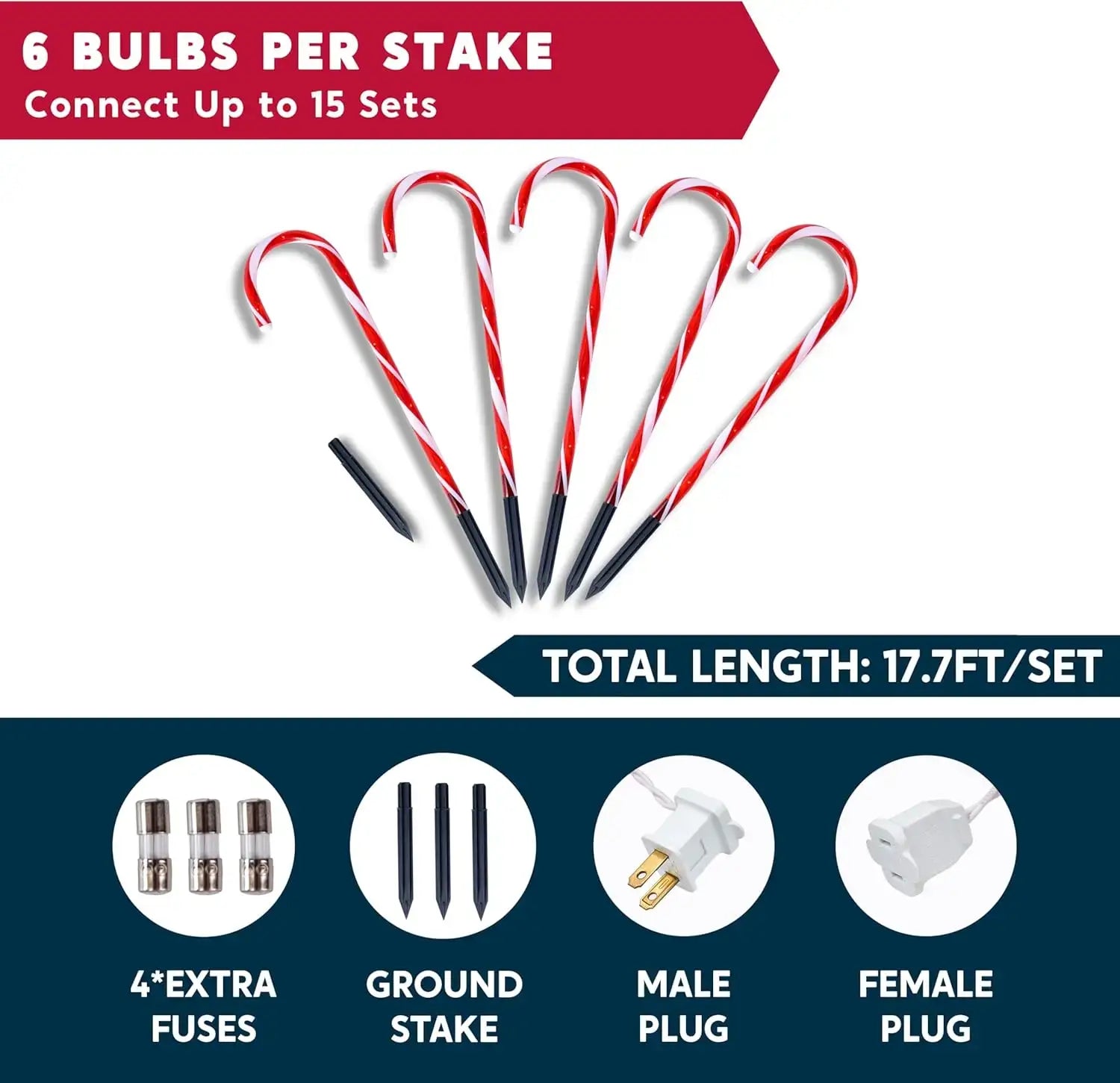 Christmas Candy Cane Pathway Marker Lights Set United States / 12 pack