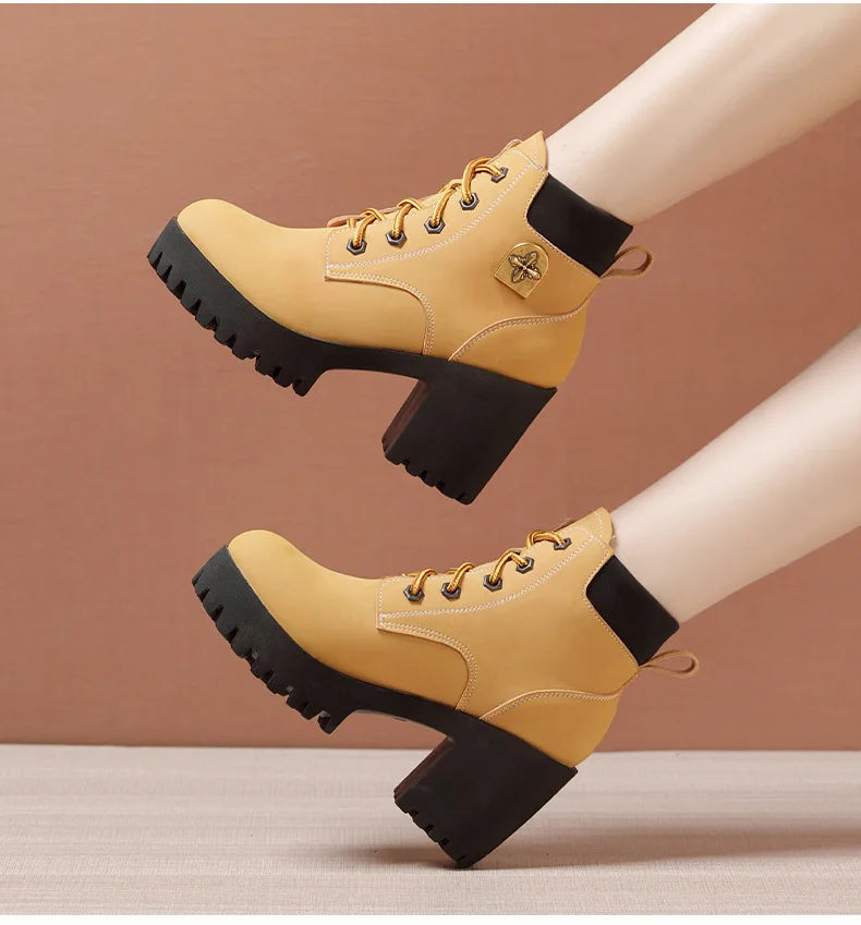 Women's Block High Heels Ankle Boots