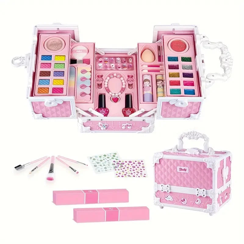 Kids Makeup Kit for Girls – 57-Piece Washable Pretend Play Makeup Set with Cosmetic Case