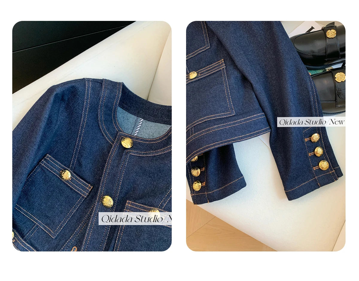 Casual Blue Elegant Denim Jacket