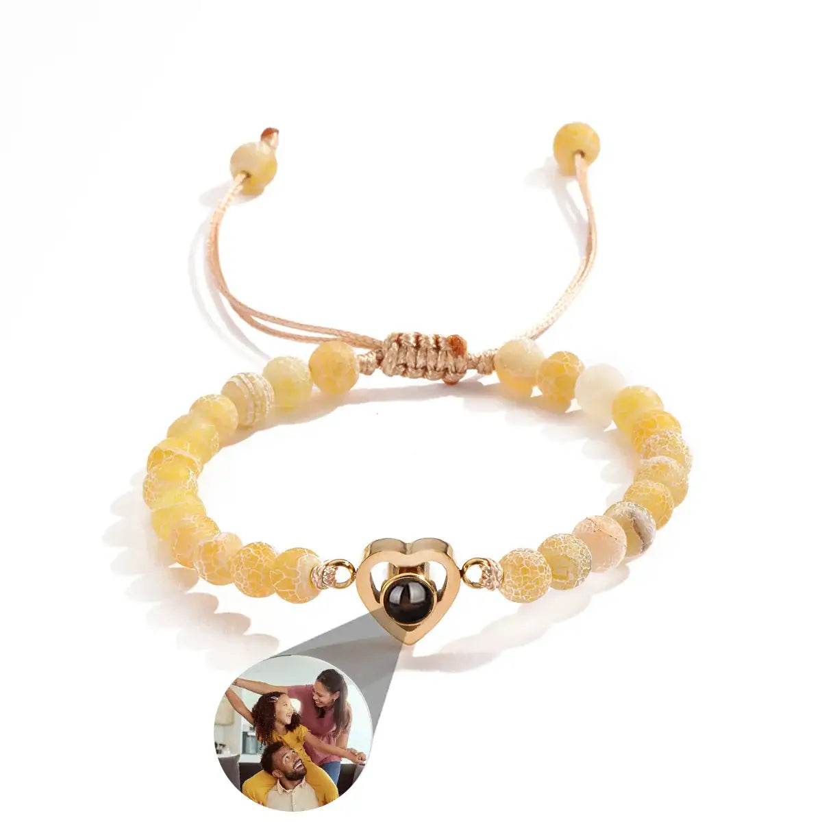 Shopminx Custom Photo Projection Bracelet Personalized Picture Jewelry Gift for Women Style2 / Black Bead / United States