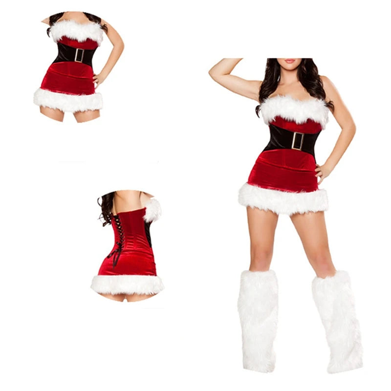 Women Christmas Costume Santa Cosplay Dress