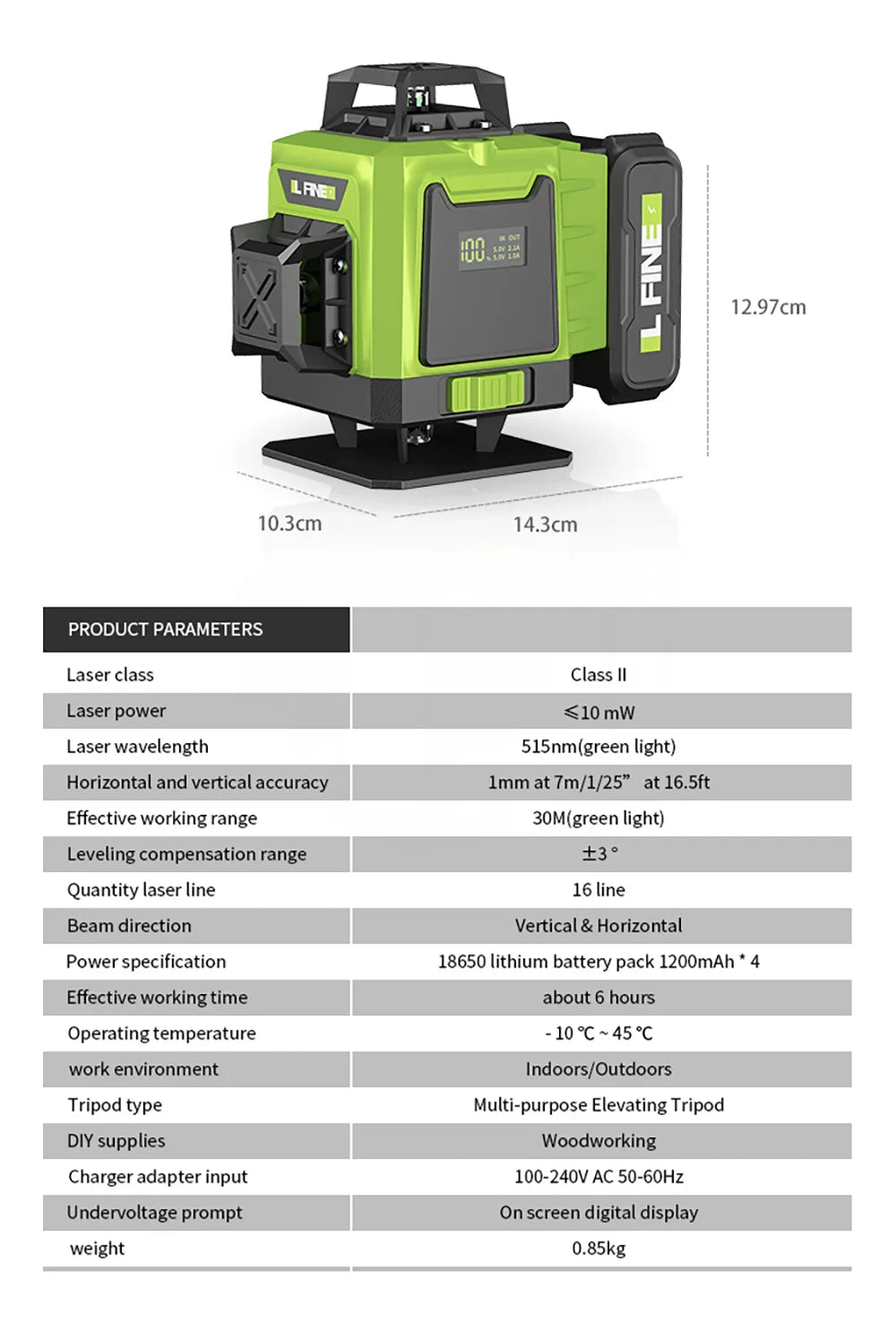 Laser Lines Horizontal And Vertical With Remote Control