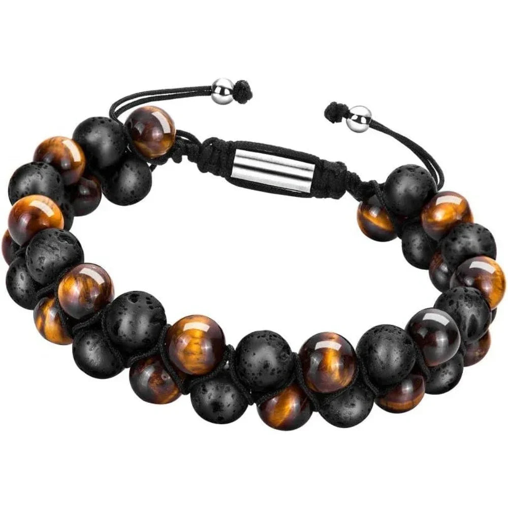 Double Layer Bead Chakra Bracelet Natural Stone Healing Jewelry for Men & Women