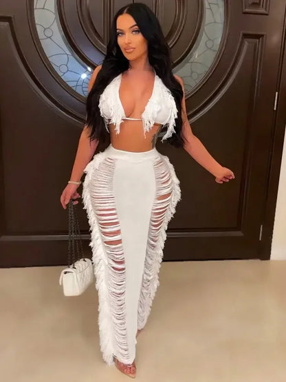 Crochet Beach Wear Set White 1 / S