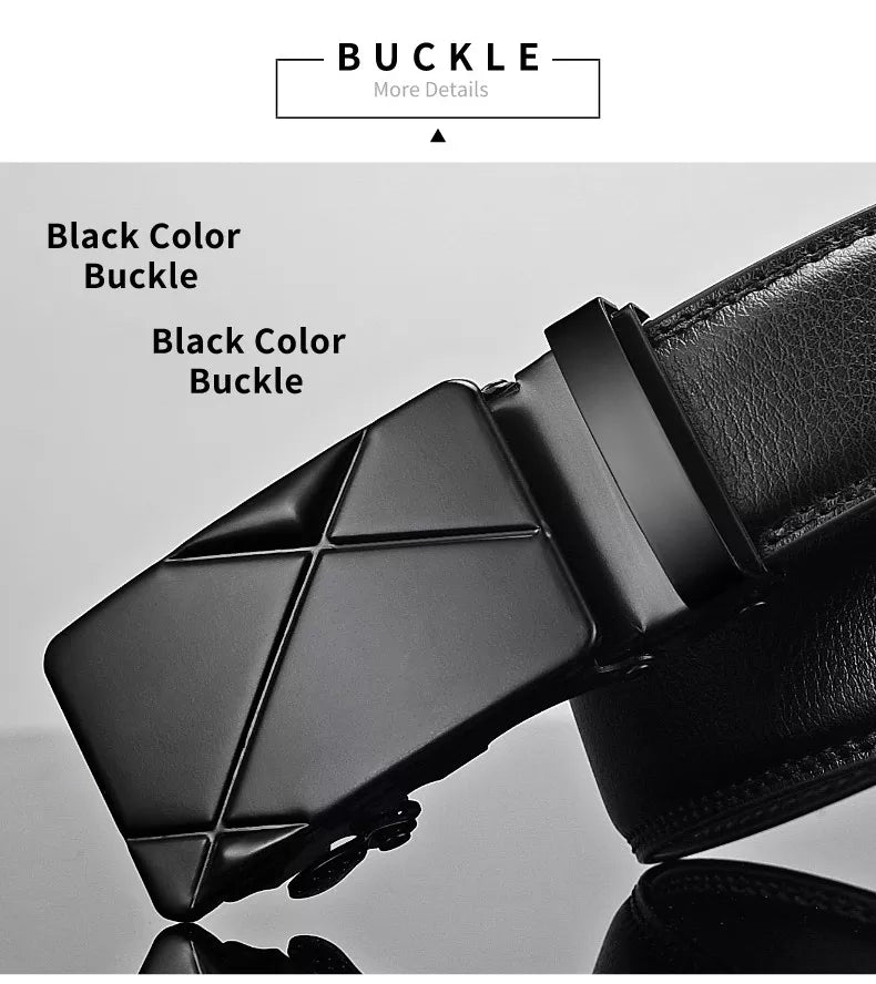 Men Leather Belt Metal Automatic Buckle