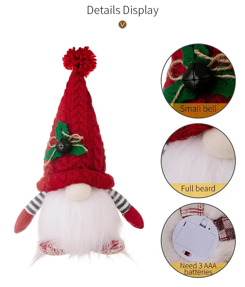 Christmas Elf Knitted Gnome with LED Light